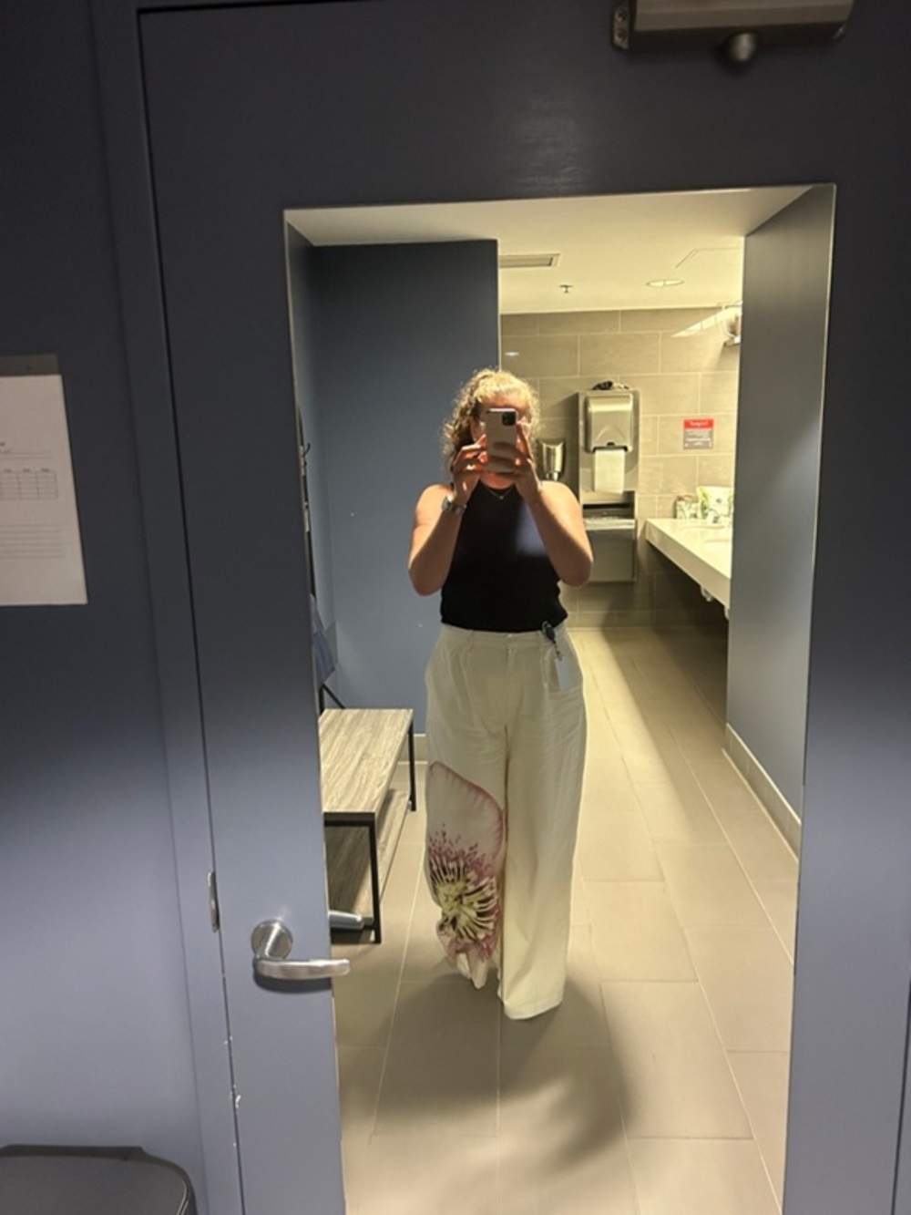 Wide Leg Floral Print Pants in Cream and Pink - Picture 4 of 7